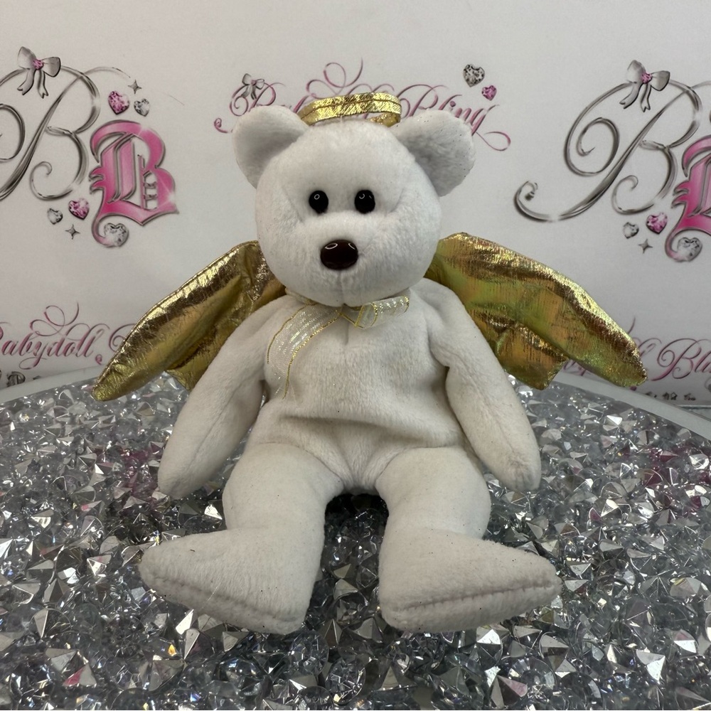 Ty beanie babies halo ii 2 White Angel Bear with Gold Wings - Picture 1 of 6